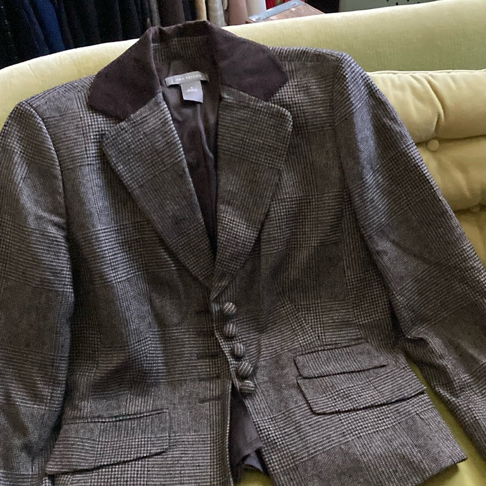 Ann Taylor Brown Checkered Blazer